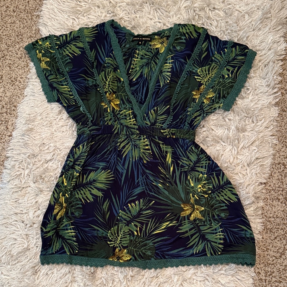 Tropical Green Mini Dress